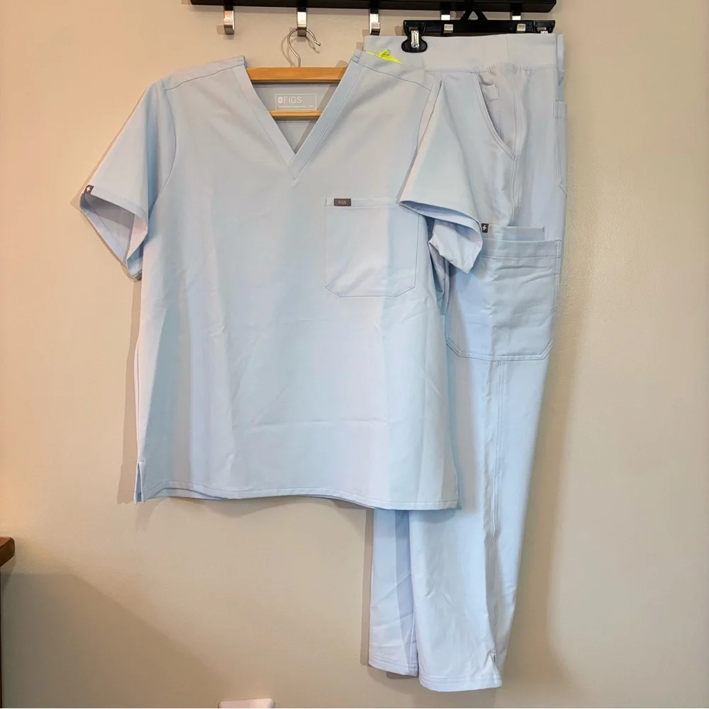 Figs Light Blue Scrub Set with Neon Accents, Technical Collection XXL - Picture 12 of 12